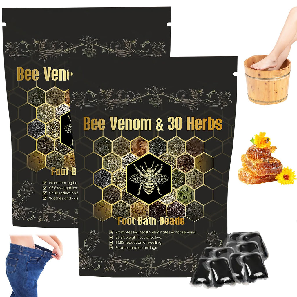 Bee Venom & 30 Herbs Firming Detox Foot Bath Beads – Herbal Foot Soak, 2 Pcs