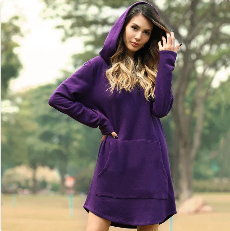 Robe pull à capuche pour femme avec poches – Intérieur molletonné, 6 couleurs | S–5XL