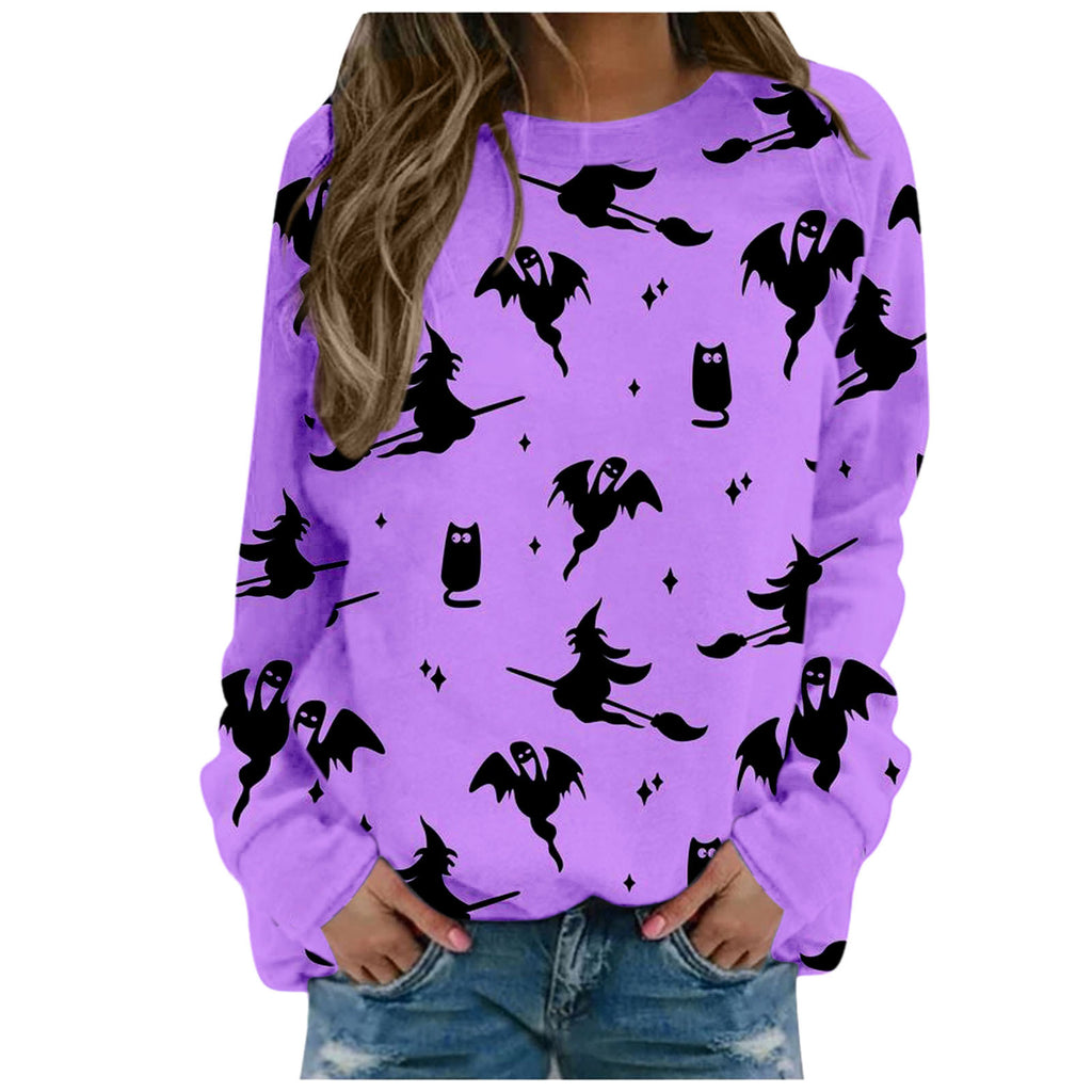 Women's Halloween Print Long-Sleeve Sweater