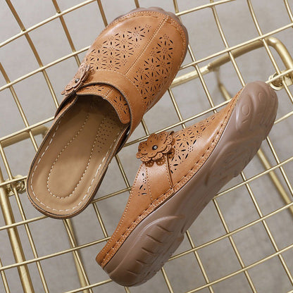 Openwork Embroidered Platform Sandals