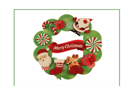 Christmas Wreath Decoration, Paper Cartoon Style