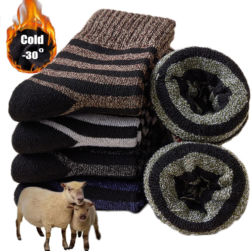 Men's Thick Striped Winter Socks – 5 Pairs