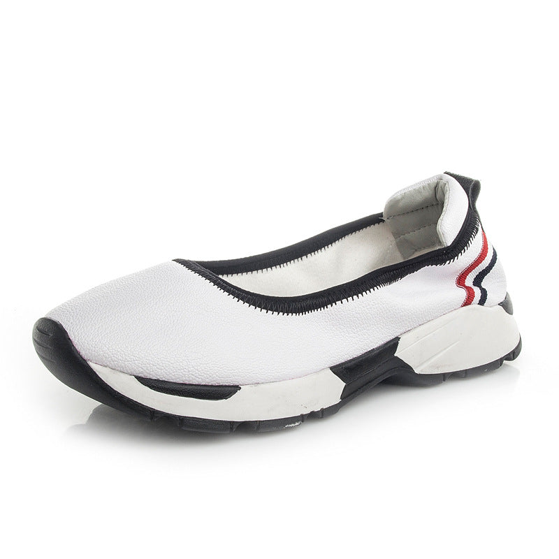 Damen-Ballerinas aus echtem Leder – runde Zehen, Slip-On-Schuhe