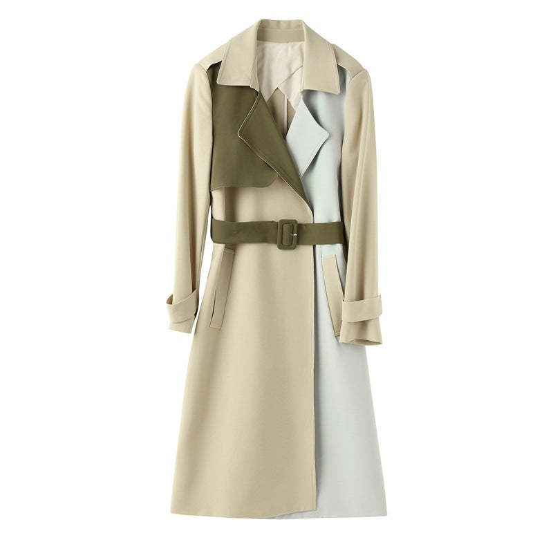 Khaki Contrast-Stitch Lapel Jacket