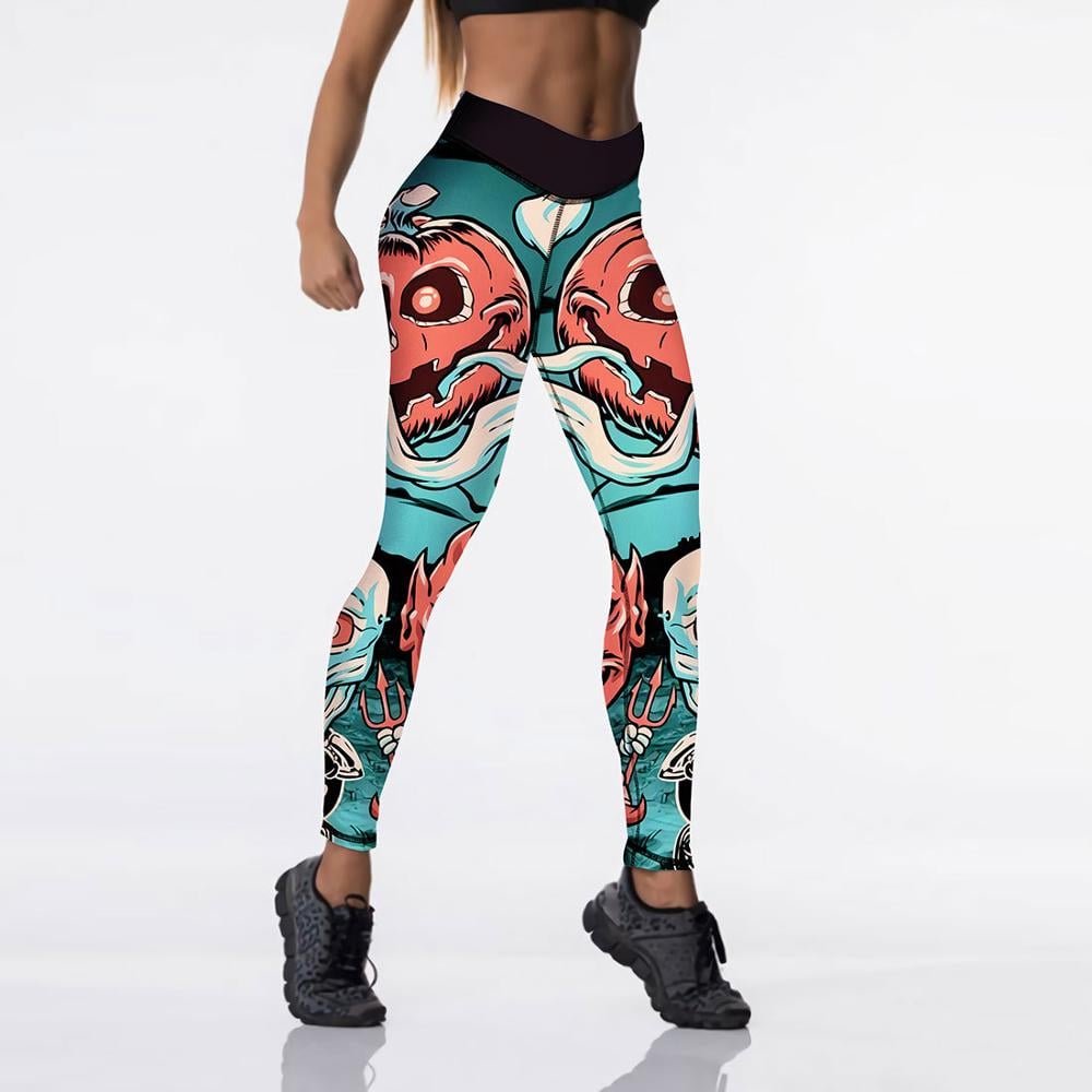 Halloween Pumpkin Print Yoga Leggings