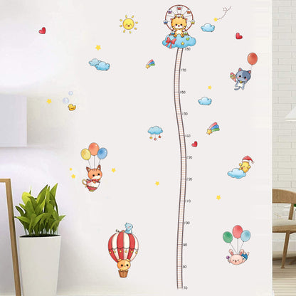 Cartoon Animal Height Stickers for Kids' Room Decor