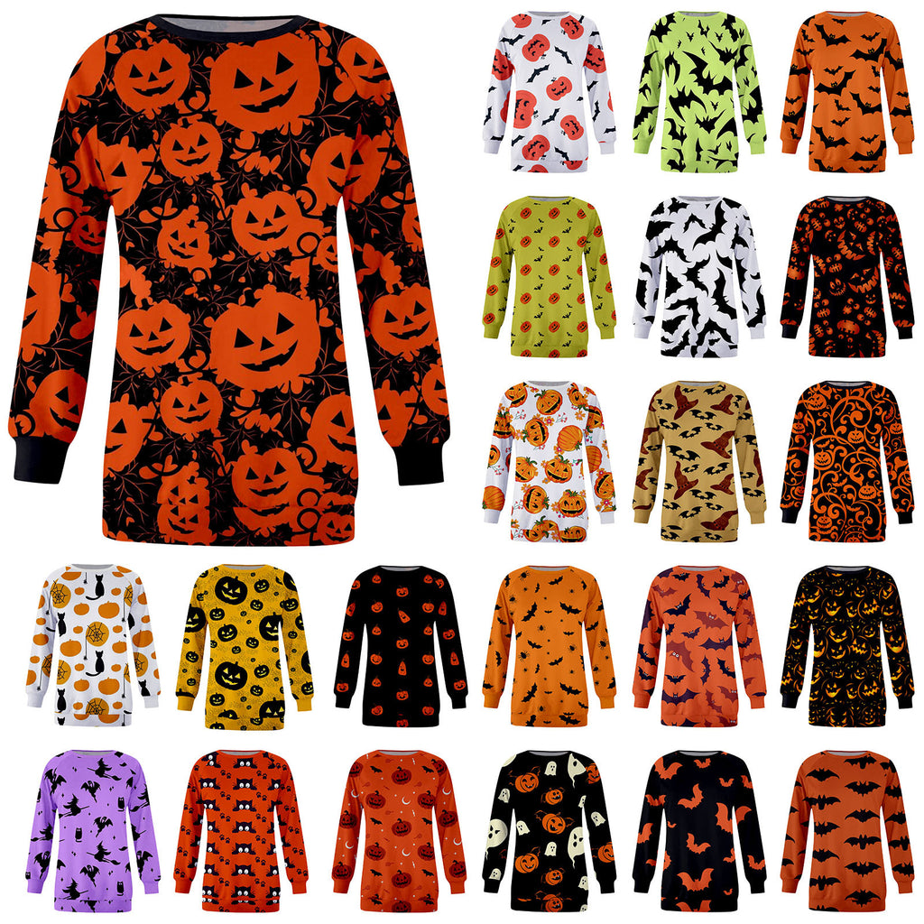 Women's Halloween Print Long-Sleeve Sweater