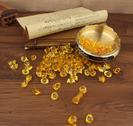 Décoration en cristal de lingot de verre jaune pour table de salon