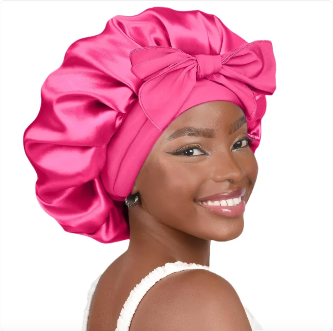 Double-Layer Bow Wide-Brimmed Hair Care Hat – Shower Cap & Hair Wrap for Women