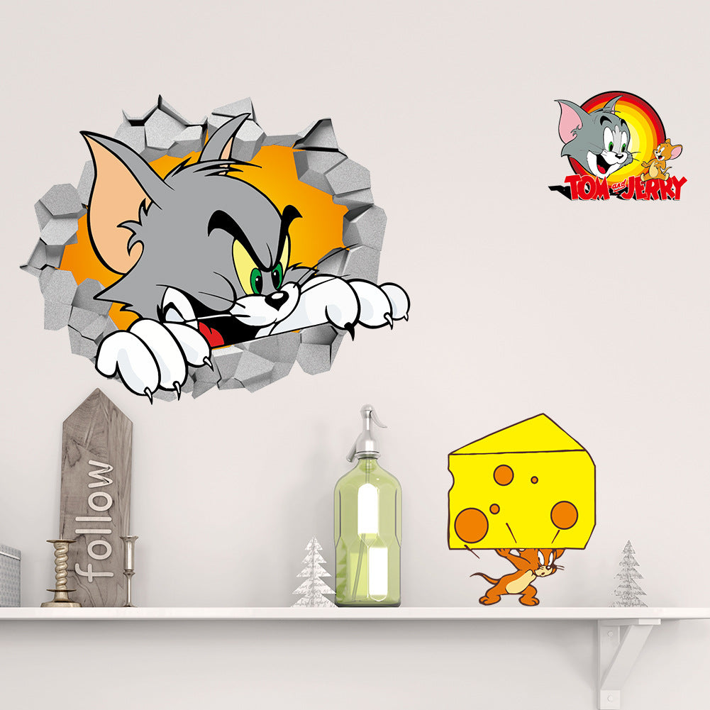 3D Katzen- und Maus-Wandsticker für Kinderzimmerdekoration