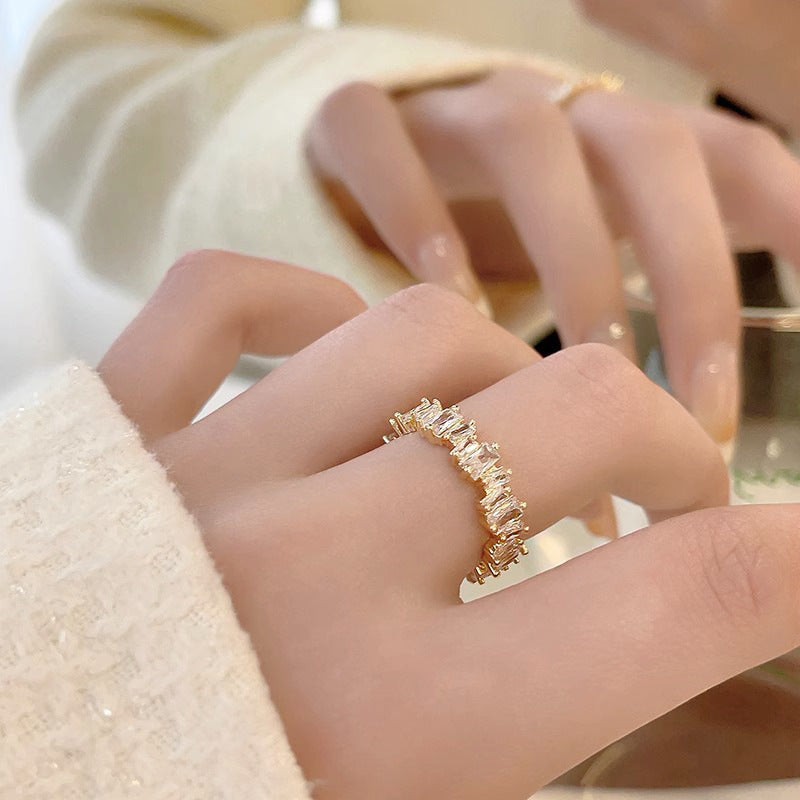 Gold-Tone Open Zircon Ring