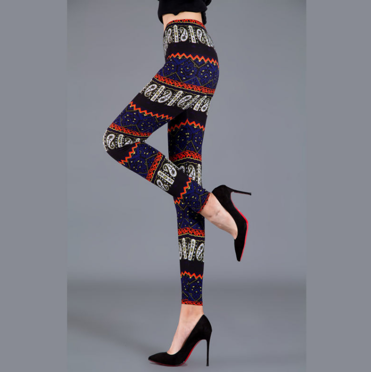 Women's Printed Stretch Leggings, One Size