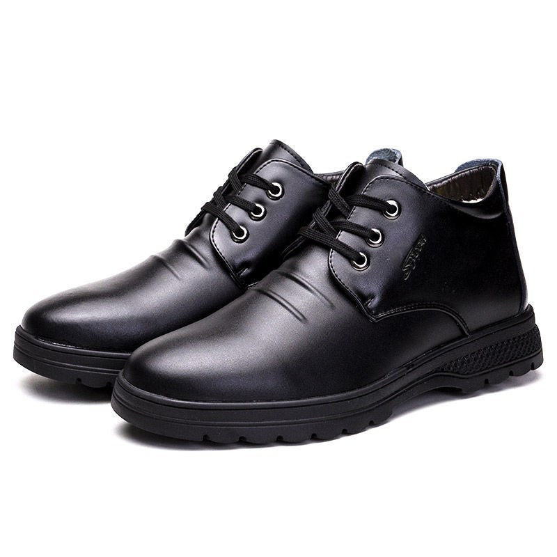 Men's Plush High-Top Leather Shoes | Premium Casual Footwear