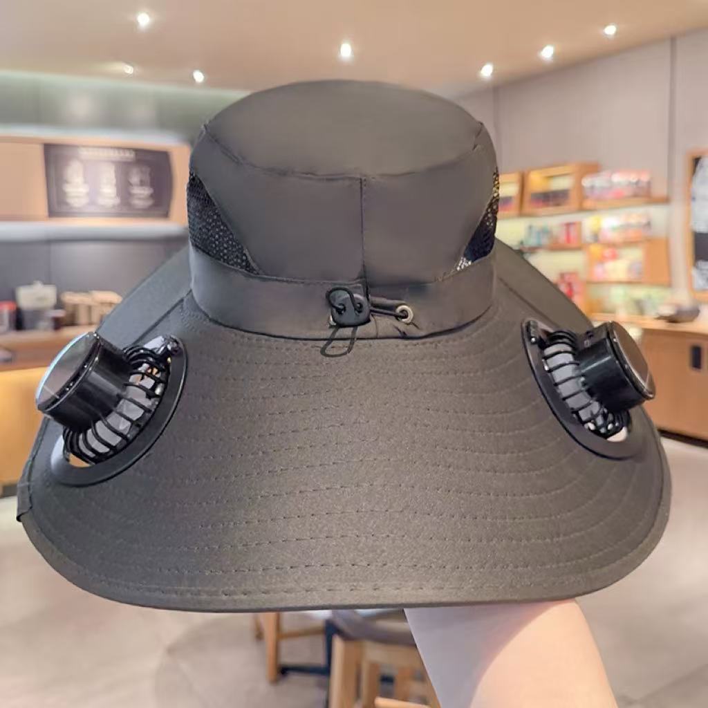 Solar-Powered Fan Hat with USB Charging