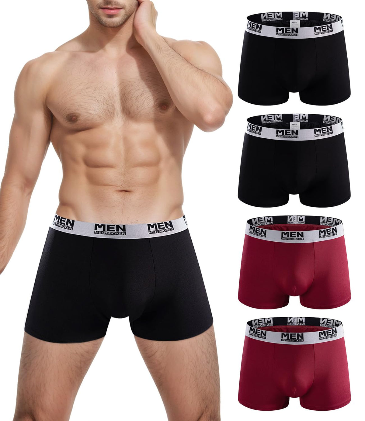 Charm Karter Men's Trunks Underwear – Breathable Anti-Chafing Moisture Wicking Boxer Briefs, 4 Pack