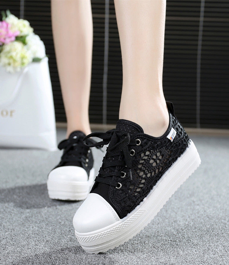 Women’s Lace-Panel Platform Trainers