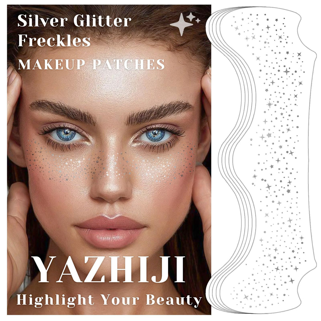 Silberne Gesichts-Glitzer-Patches – 24 Bögen funkelndes Make-up-Zubehör
