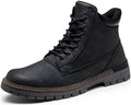 Jousen Men's Zipper Chukka Ankle Boots – Casual Fashion Lace-Up Boots in Black (Size 9)