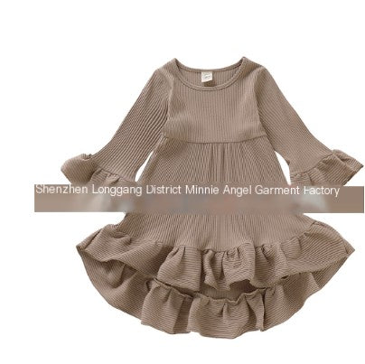 Girls' Elegant Cotton Shirt – Loose Fit Kids Top in Brown & Pink | 80–120cm