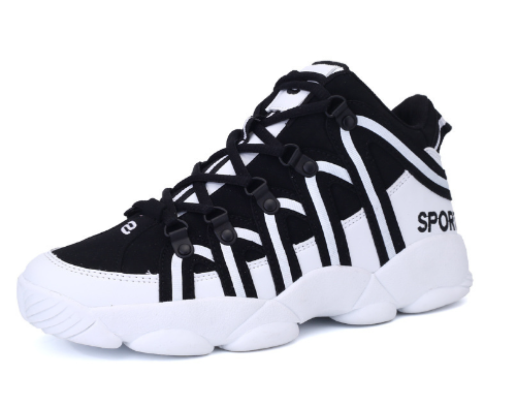 High-Top Basketball Shoes for Men & Women – Ankle Support, White, Black & Red, EU 36–45