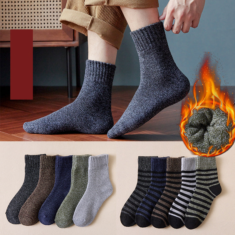 Men's Thick Striped Winter Socks – 5 Pairs
