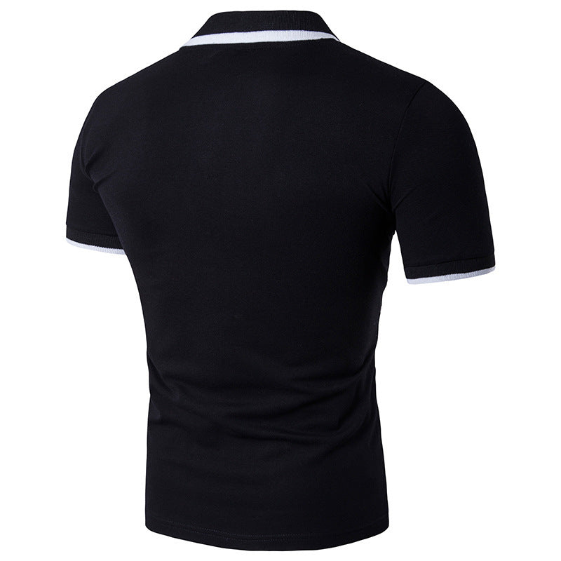 Printed Collar Short Sleeve T-Shirt