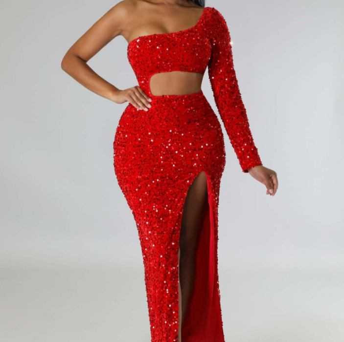 Women's One-Shoulder Midi Dress