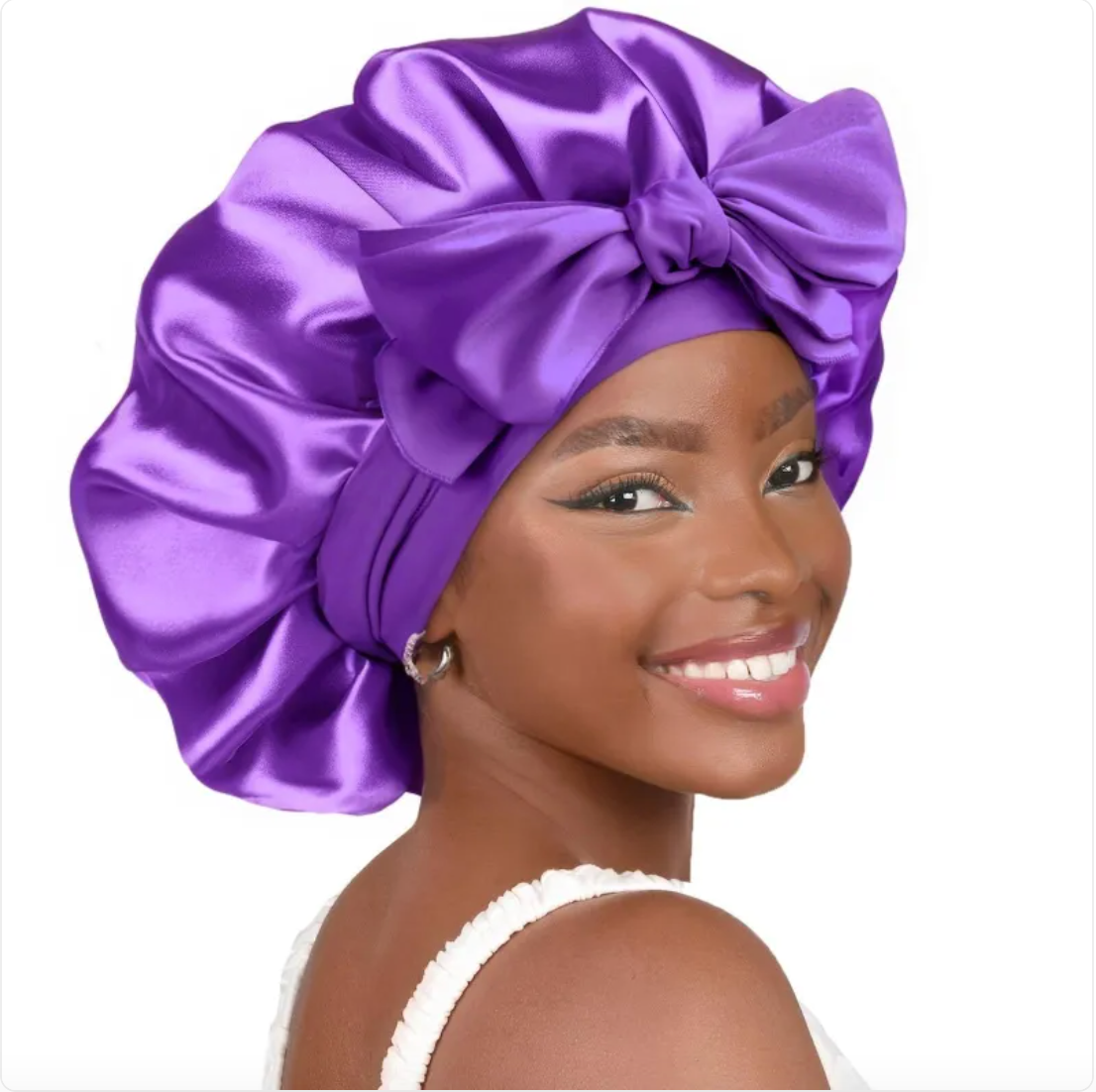 Double-Layer Bow Wide-Brimmed Hair Care Hat – Shower Cap & Hair Wrap for Women