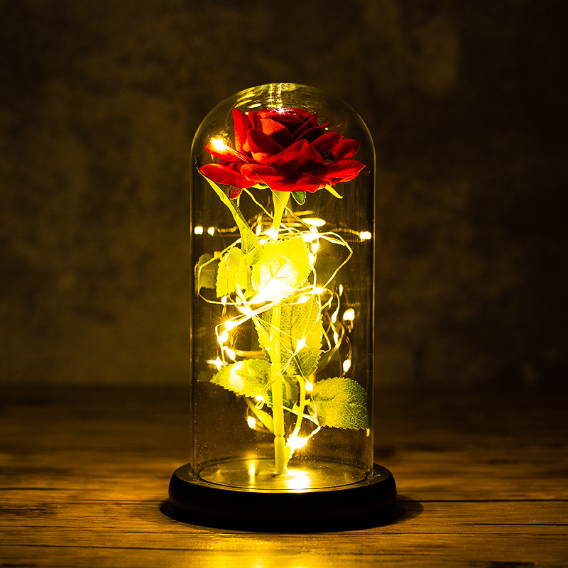 LED Rose Ornament Under Glass Cover