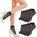 Tyqour Sheer Nylon Ankle Socks – 10 Pairs, Black