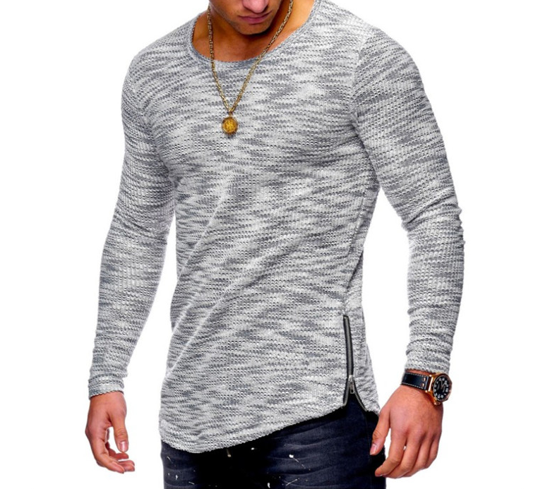 T-shirt rayé à manches longues avec fermeture éclair