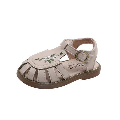 Girls Embroidered Summer Sandals – Soft Bottom Baby Shoes