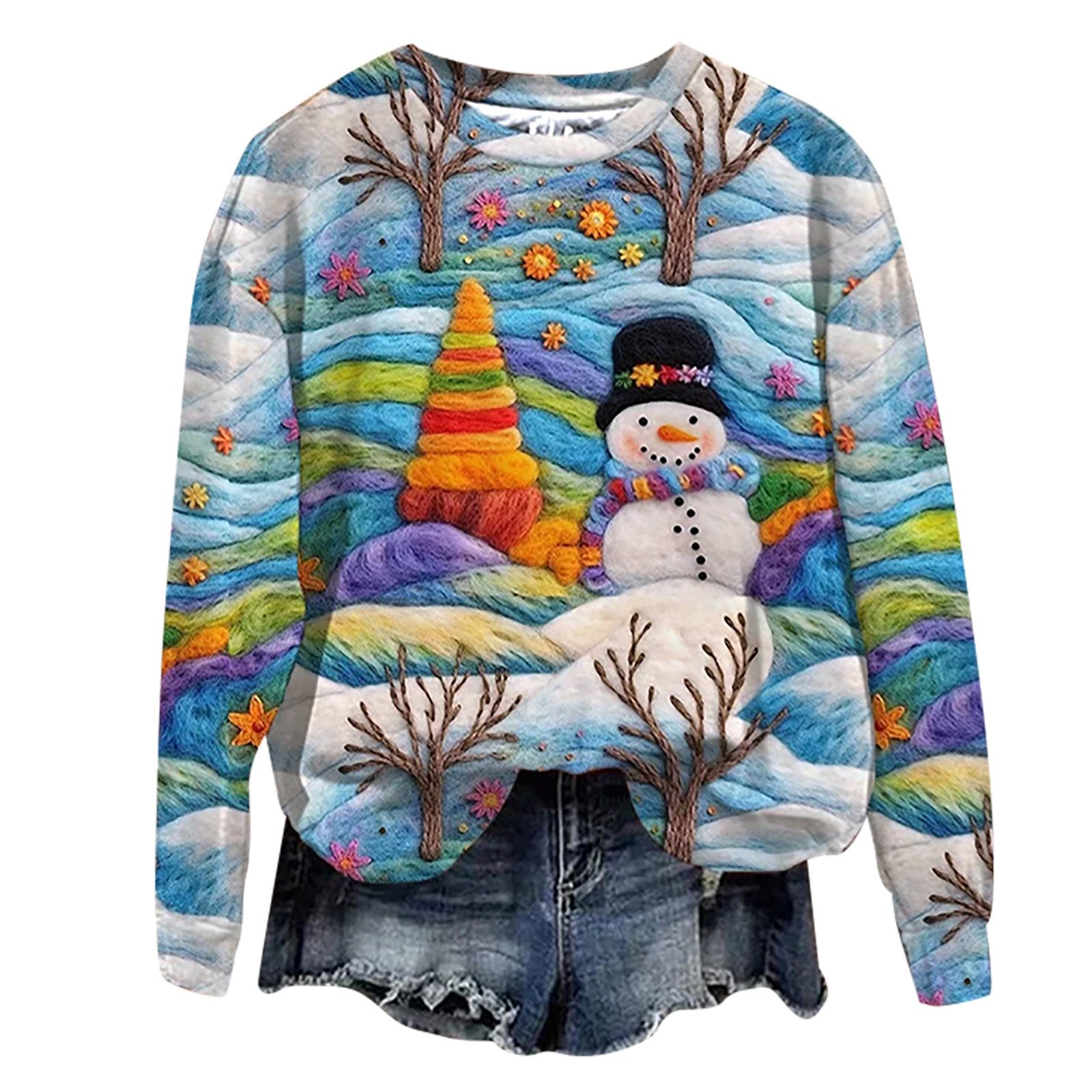T-shirt de Noël à col rond et style urbain