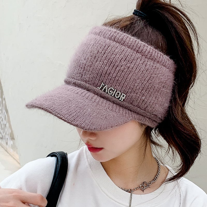 Mädchen Warme Strickmütze | Beanie aus Kaninchenhaarmischung