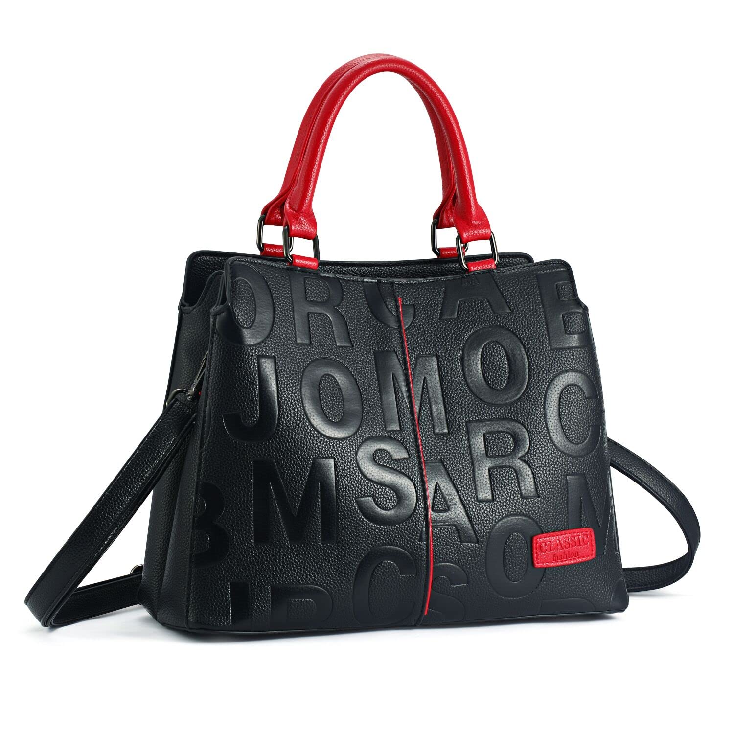 NEWSTYP Luxury Leather Letter Tote Bag for Women – Large Capacity Designer Shoulder Bag in Red