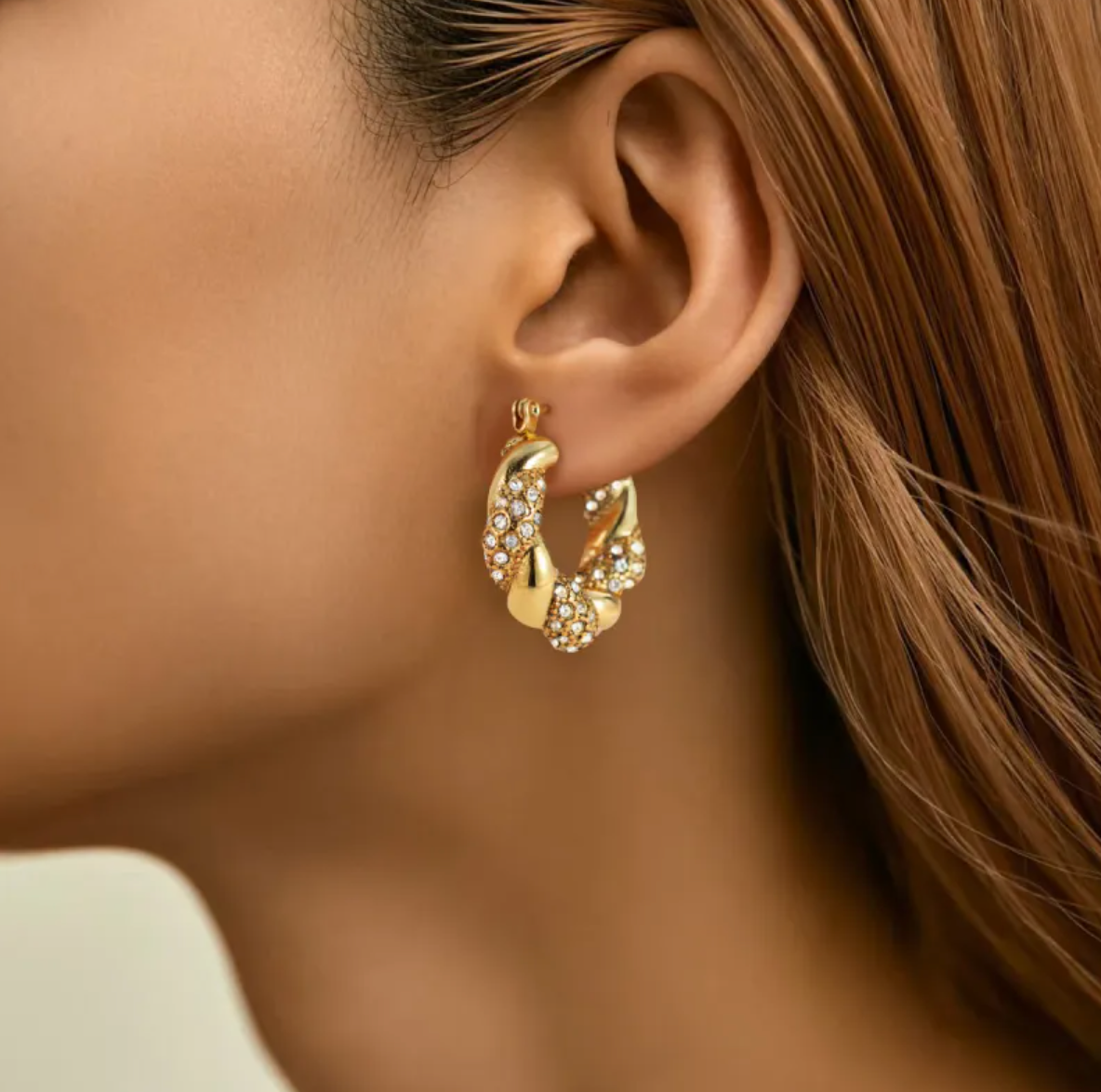Gold Twist U-Shaped Earrings for Women