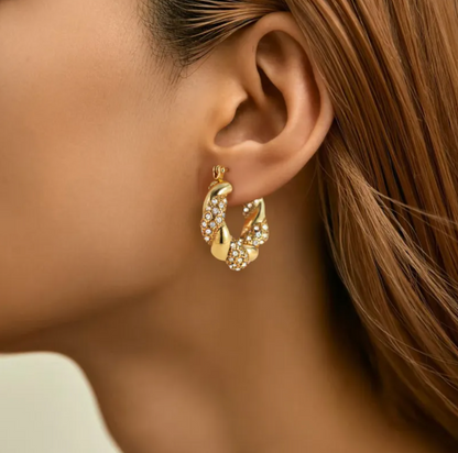 Gold Twist U-Shaped Earrings for Women