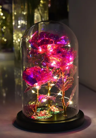 Decorative Rose Under Glass Dome