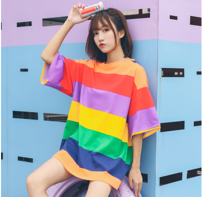 Rainbow Striped Short Sleeve T-Shirt