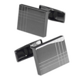 Striped Men's French Cufflinks – Geometric Brass Shirt Cufflinks in Black