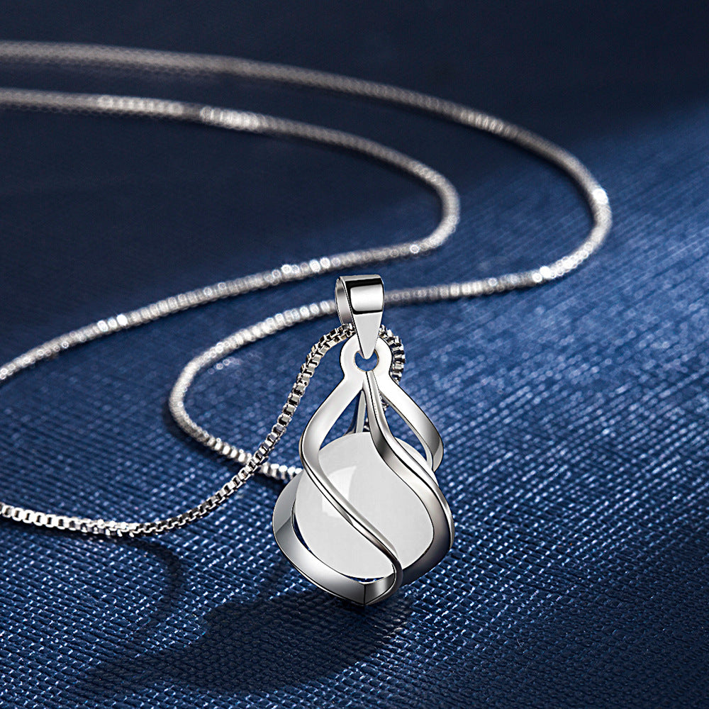 White Cat's Eye Stone Pendant