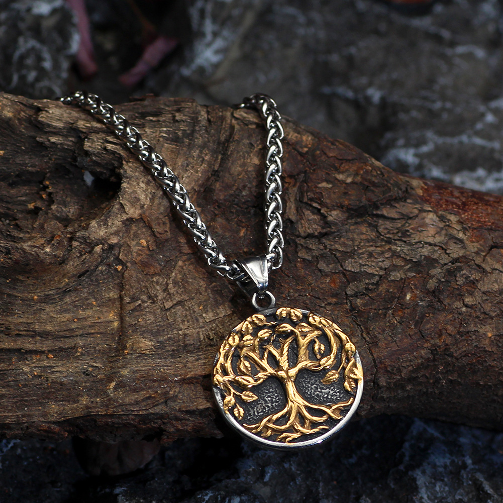 Men's Gold Tree Pendant Necklace