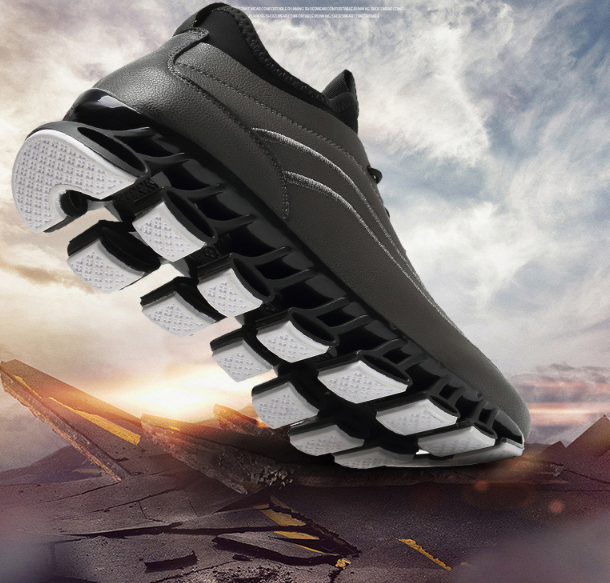 Herren Laufschuhe aus Leder & Lycra mit Blade-Design – Stoßdämpfende TPU-Sohle