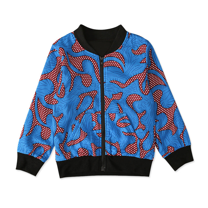 Bohemian Print Zipper Coat for Kids' Clothing