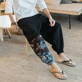 Baumwoll-Leinen bestickte Haremshose – Lässige Boho-Hose