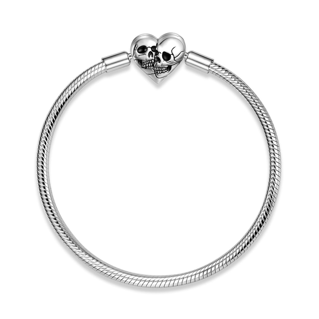 Sterling Silver Skull Snake Chain Bracelet