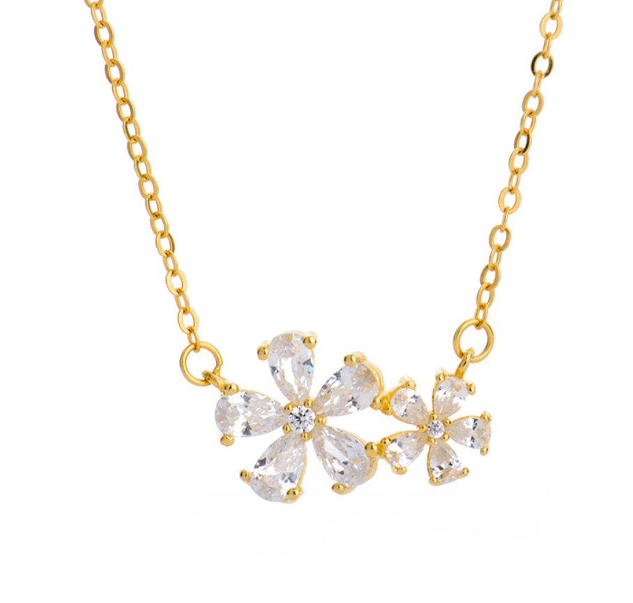 Flower Choker Necklace in Gold or Silver Tone