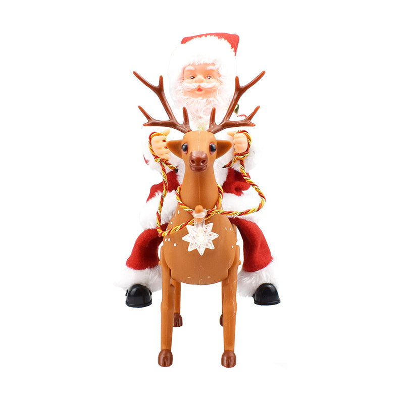 Electric Santa Riding Reindeer Figure – Christmas Decoration