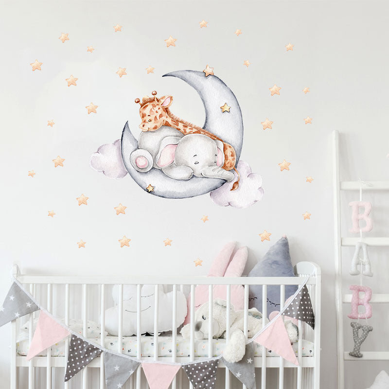 Zeichnung Elefant und Giraffe Wanddekoration für Kinderzimmer