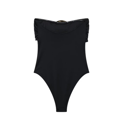 Women's Swimsuit with Gold Metal Accent